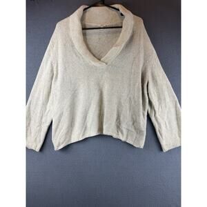 J.Jill Knit Collared Sweater Beige Pullover Size L Academia Capsule Minimalist